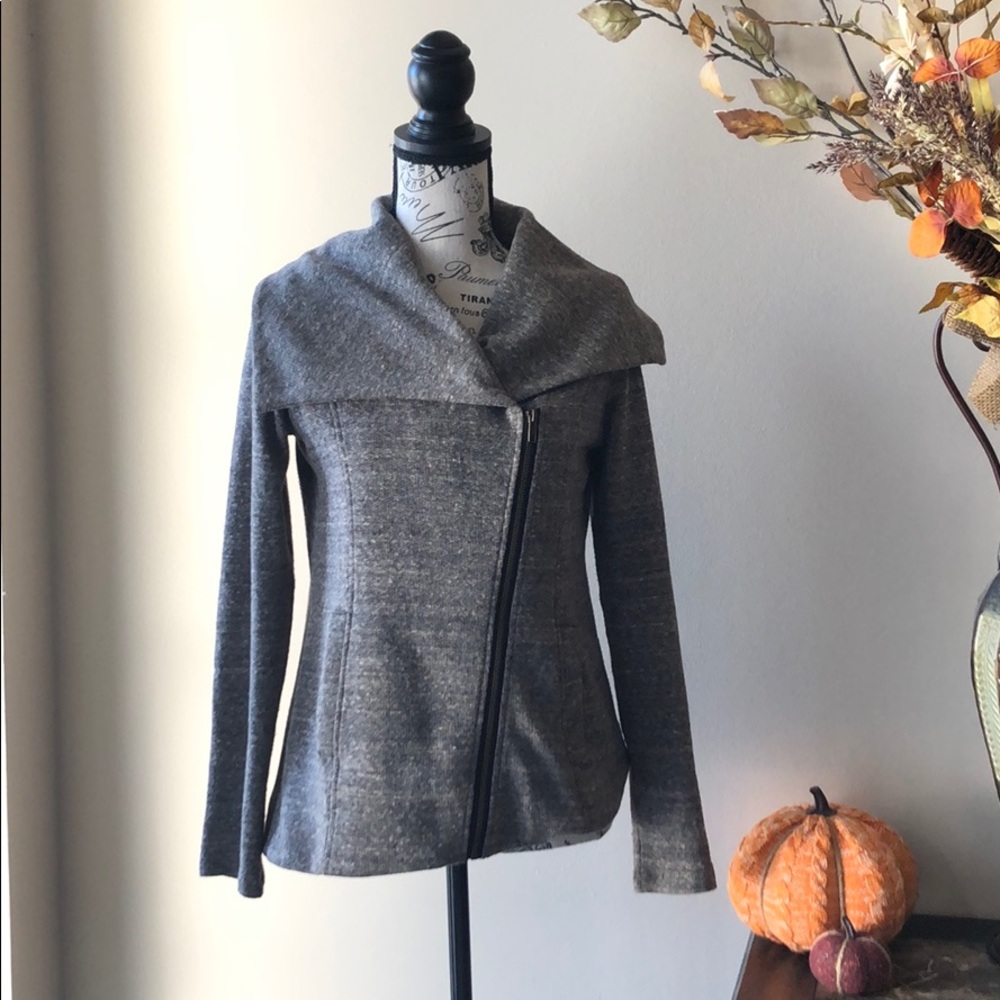 Mystree asymmetrical zip sweater jacket